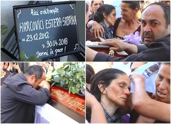 Mama Esterei a leşinat de două ori lângă sicriul fetiţei sale, ucisă la Baia Mare. Imagini sfâşietoare de la înmormântarea copilei de doar 5 anişori