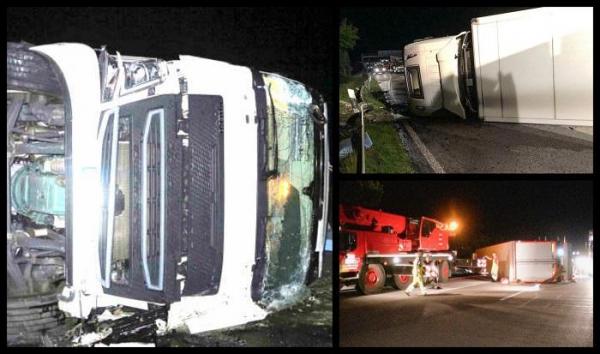 Şoferul român care s-a răsturnat cu camionul în Germania, ignorând toate avertismentele de lucrări pe şosea, e bun de plată. 300.000 de euro e valoarea pagubei