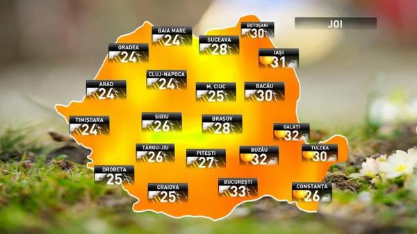 Prognoza meteo pentru joi, 14 iunie