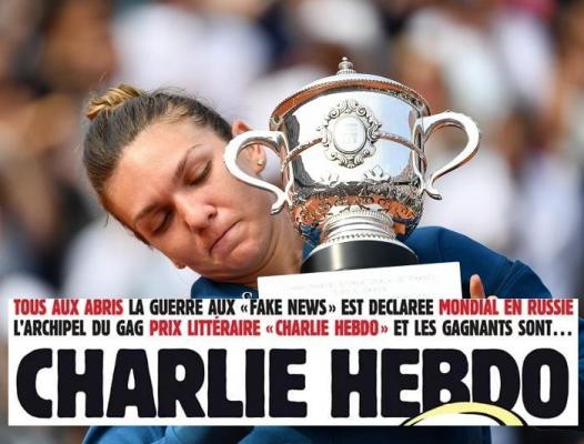 Caricatură incredibilă publicată de Charlie Hebdo, după ce Simona Halep a câştigat primul Grand Slam din carieră, la Roland Garros