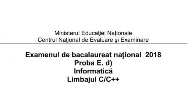 Model de subiecte la informatică pentru Bacalaureat