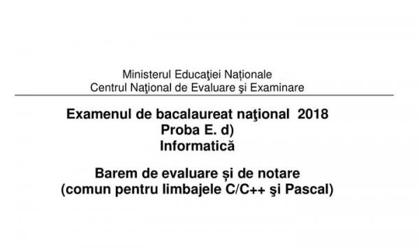 Barem Informatică Bac 2018 Cum trebuie rezolvate subiectele