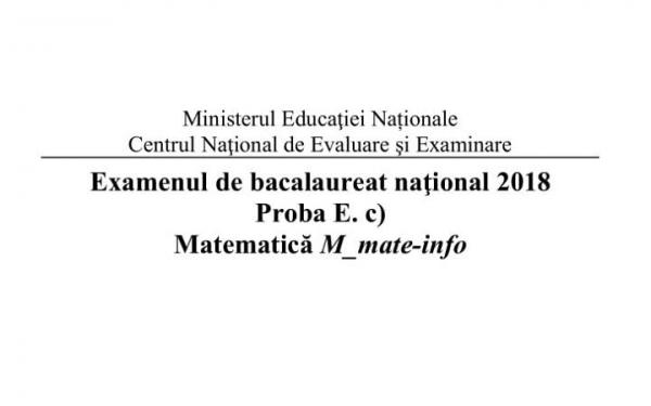 Model subiecte la matermatică de la Bac 2018