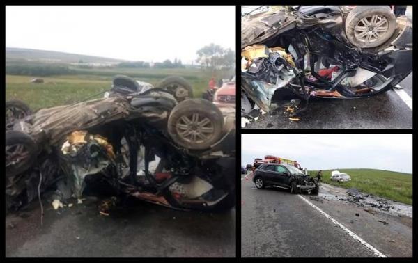 Trei oameni au murit pe un drum naţional din Iaşi, într-un accident cu trei maşini. Imagini teribile de la locul impactului