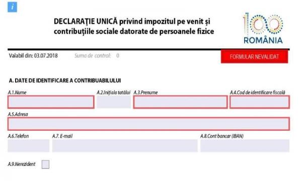 Declaraţia Unică 2018