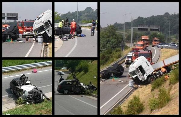 Patru morţi într-un accident cumplit în Italia. Un camion a aruncat o maşină pe o bretea de legătură aflată sub autostradă