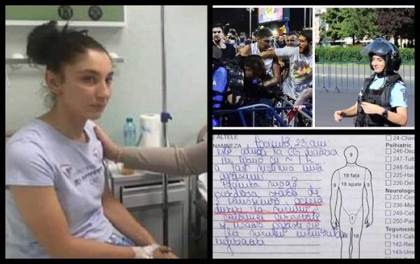 Cum arată fişa medicală a tinerei jandarm bătută sălbatic la protestul de vineri seara