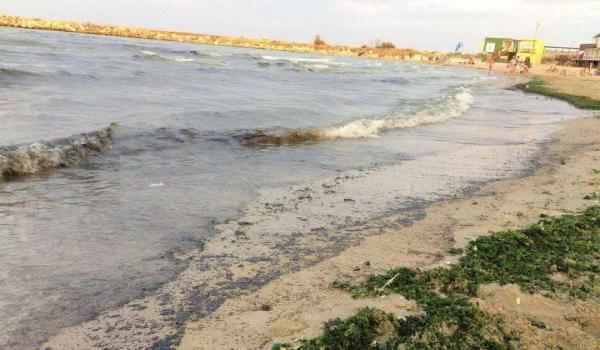 Poluare cu petrol pe plaja din Mangalia. Turiştii au ieşit din mare plini de pete (Foto)