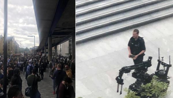 Angajaţi evacuaţi în Canary Wharf şi poliţist londonez cu robot anti-bombă