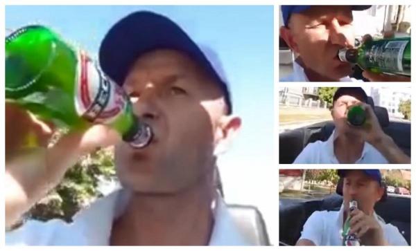 Şofer beat la volan face live cu sticla în mana