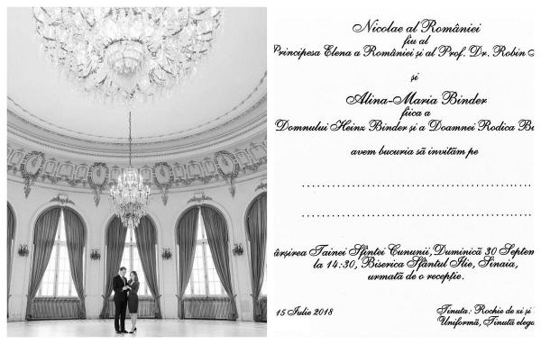 Lista invitaților la nunta fostului principe Nicolae cu Alina Binder. Cei doi vor avea câte șase domnișoare și cavaleri de onoare