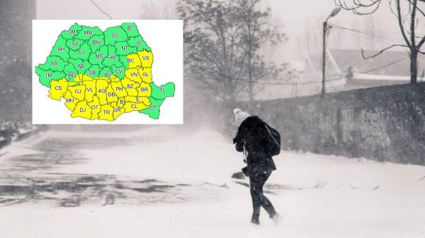 Alertă de ninsori, viscol şi polei. 25 de judeţe, sub cod galben de vreme severă, până sâmbătă
