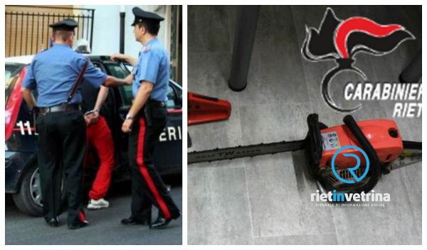 Român de 19 ani din Accumoli, înarmat cu 2 drujbe, îşi distruge casa, încearcă să-şi ucidă soţia, atacă şi carabinierii