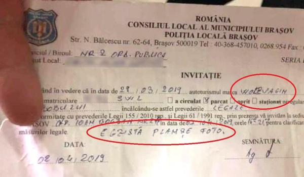 Un poliţist local din Braşov a 'asasinat' limba română într-o amendă dată unui şofer