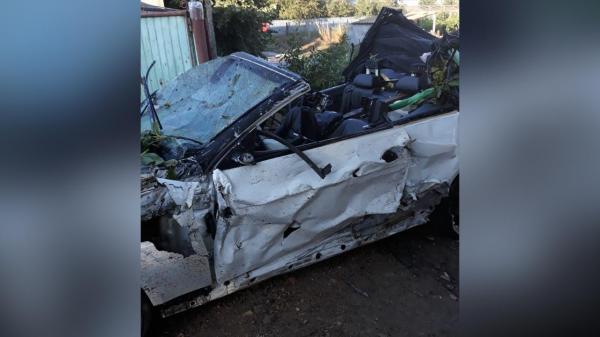 Mașina distrusă în accidentul din Tulcea