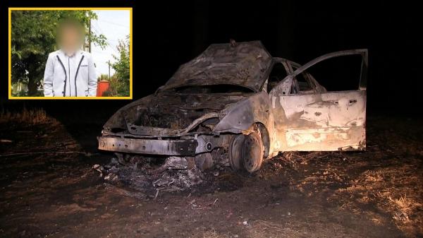 Mașina arsă a tânărului din Medgidia