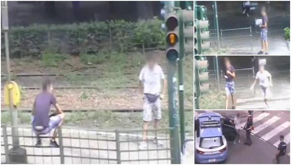 Un român şi un moldovean filmaţi cum jefuiesc o femeie într-un parc din Torino (Video)