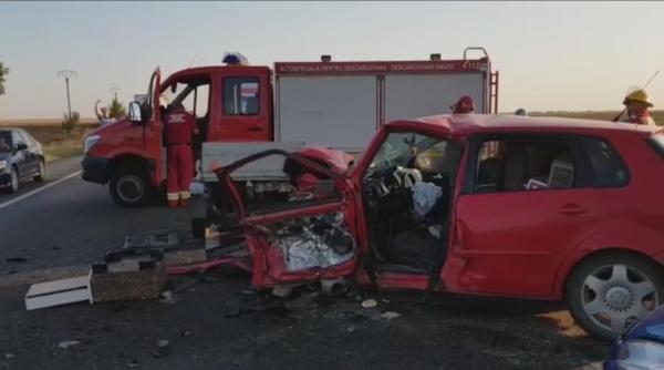 Locul accidentului de pe E85, lângă Mihăilești