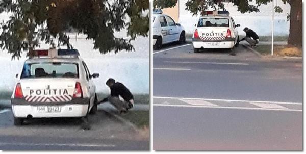 Roţi dezumflate la maşinile poliţiei