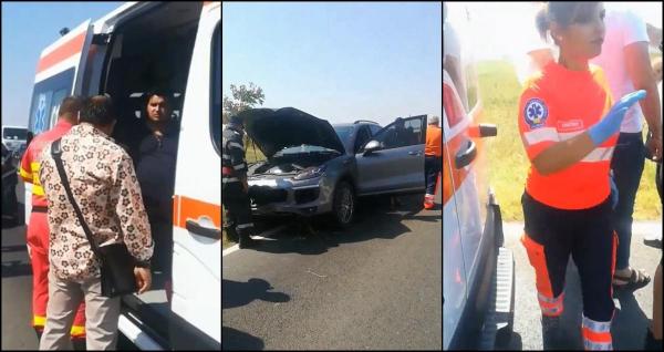 Maneliştii Sorinel Copilul de Aur şi fratele lui Adi de Adi, accident cu Porsche lângă Olteniţa (Video)