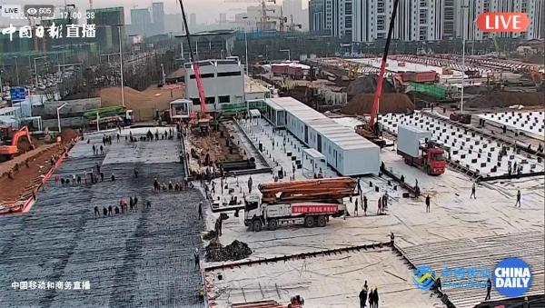 Construcţia spitalului Leishenshan din Wuhan, live pe Facebook