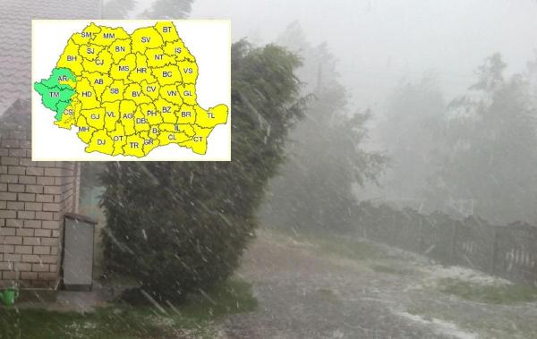 Ploi torențiale, vijelii și grindină în 17 județe, apoi în toată țara