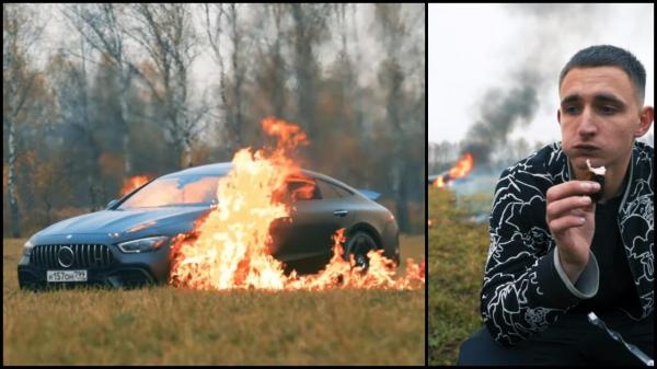 Mercedes în flăcări