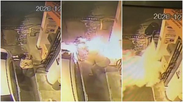 Un șofer a aprins bricheta lângă rezervorul mașinii, în timp ce alimenta într-o benzinărie din Rusia