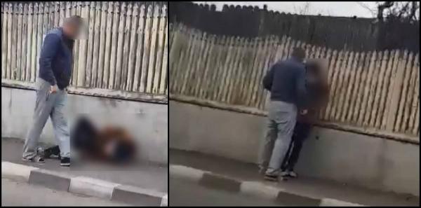 Puştiul a fost lovit de şoferul de ambulanţă, până când s-a prăbuşit pe caldarâm