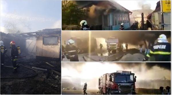 Incendiu puternic la un adăpost de animale. Flăcările au mistuit tot în calea lor - VIDEO