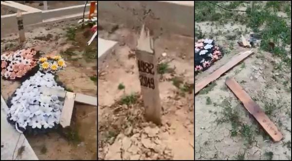 Cimitir vandalizat la Piscu, în Galați