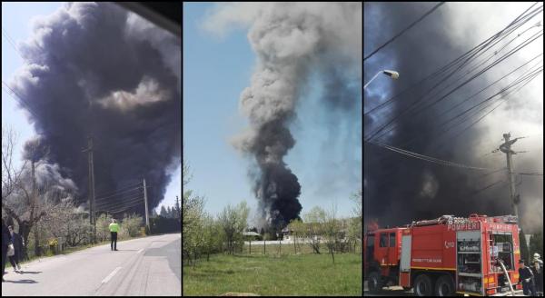 Incendiu uriaș la un depozit din Baia Mare