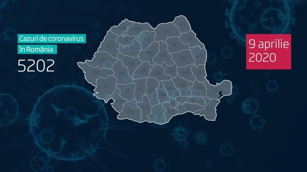 Harta cu județele României și cazurile de coronavirus din 9 aprilie 2020