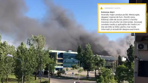 Incendiu la două hale din București