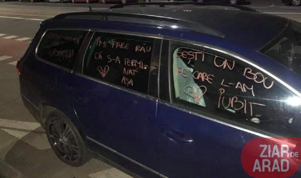 O arădeancă părăsită a luat un ruj și i-a umplut mașina de mesaje fostului iubit