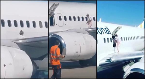 O femeie a ieșit la plimbare pe aripa unui Boeing 737, pentru că în avion era prea cald