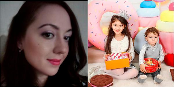 Ludmila, alături de cei doi copii ai săi