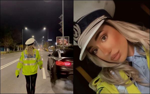 O influenceriţă din București, cercetată penal după ce s-a fotografiat în uniformă de poliţist