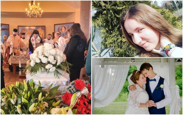 Mihaela, preoteasa din Rădești, condusă pe ultimul drum într-un sicriu alb. Lacrimi, durere şi multe flori au însoţit-o până la final