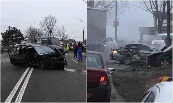 Accident rutier cu cinci maşini pe DN 25