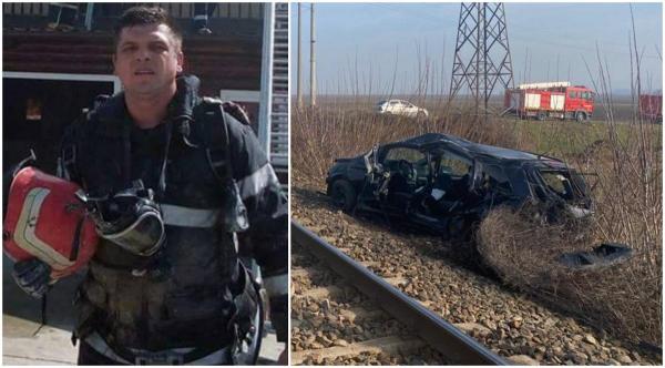 Florin a salvat vieţi, dar pe el nu l-a mai putut salva nimeni. Pompierul vrâncean a sfârşit în maşina zdrobită de tren, la Şişcani