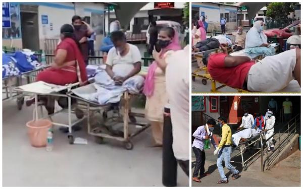 Bolnavi pe moarte zac pe tărgi în fața spitalelor copleșite de numărul record de infecții cu Covid-19