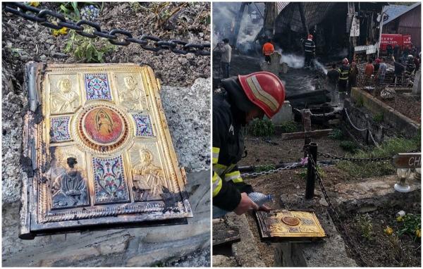 Evanghelia găsită intactă în biserica din Topești, care s-a făcut scrum în Vinerea Mare