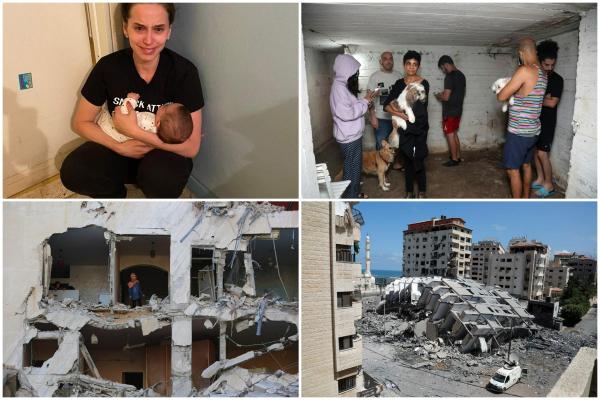 Imaginile terorii în Israel vs Gaza: oameni îngroziți ascunși în buncăre, o femeie s-a adăpostit în dulap.
