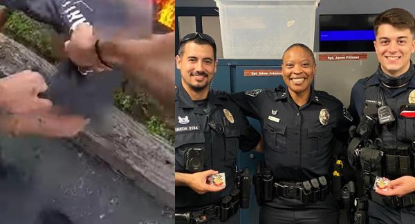 Doi polițiști texani au salvat, dintr-o camionetă cuprinsă de flăcări, un bărbat care leșinase - VIDEO