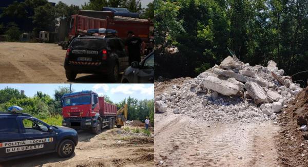 Amendă de 30.000 de lei şi basculanta confiscată pentru un bărbat prins că arunca moloz la marginea Capitalei