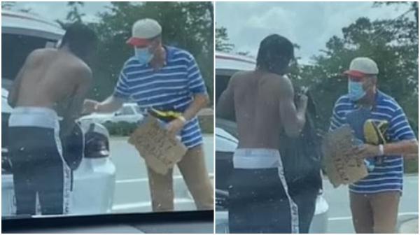 Gestul uimitor făcut de un tânăr din Florida. Studentul şi-a donat hainele şi pantofii unui om al străzii - VIDEO