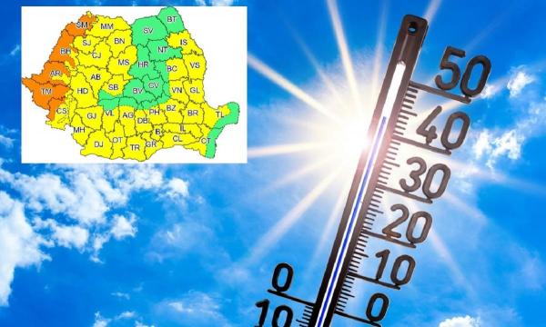 Alertă meteo de caniculă în România. Cod portocaliu în 5 județe și galben în aproape toată țara