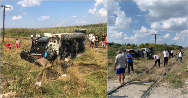 Un gălăţean care conducea un buldoexcavator, deşi avea permisul suspendat, a murit după ce a fost lovit de un tren cu pasageri