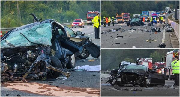 Morţi, răniţi şi patru maşini dezmembrate după cel mai teribil accident produs în ultimii ani pe autostrada A5, în Hessen, Germania